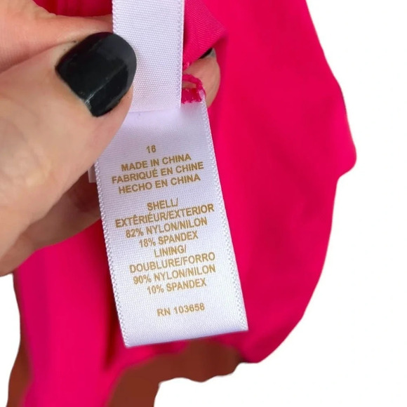 NWT Anne Cole Berry Pink One Piece Swimsuit Cross Back Size 16 - Picture 5 of 9